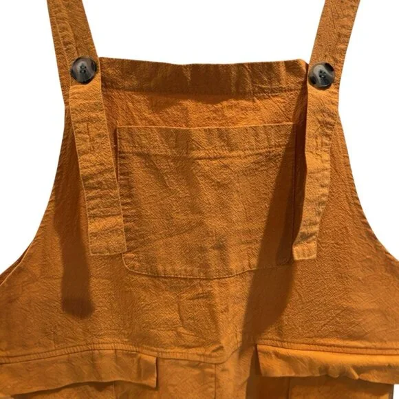Rust Orange Linen Blend Overalls Cotton Relaxed Fit Women’s M - Picture 3 of 5